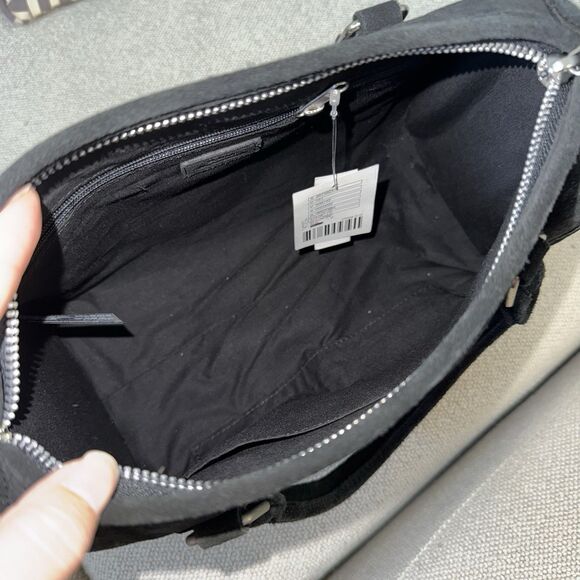 Urban Outfitters Suede Speedy Satchel Crossbody Convertible Leather Black NEW - Picture 4 of 16